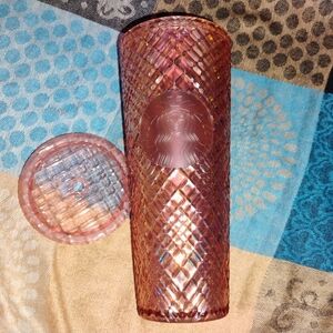 Starbucks 2021 Rose Gold Winter Holiday Jeweled Tumbler Cold Cup 24oz